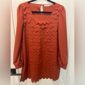 •SOLD• Blu Pepper Scalloped Fringe Shift Dress